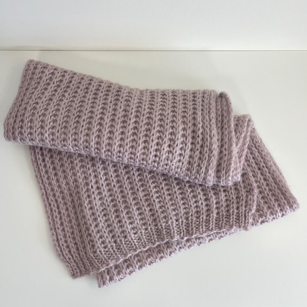 Bujibaja Chunky Knit Rectangle Scarf Light Mauve Soft Winter Long 74 Inch Wrap